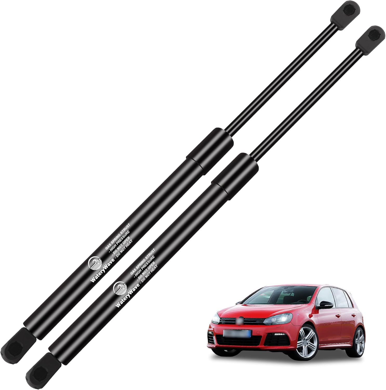 Detalle de WateryWave 2X Boot Struts for VW Golf MK6 Hatchback (A6, 5K) 2008-2012 – Rear Tailgate Gas Springs, Black, Heavy Duty