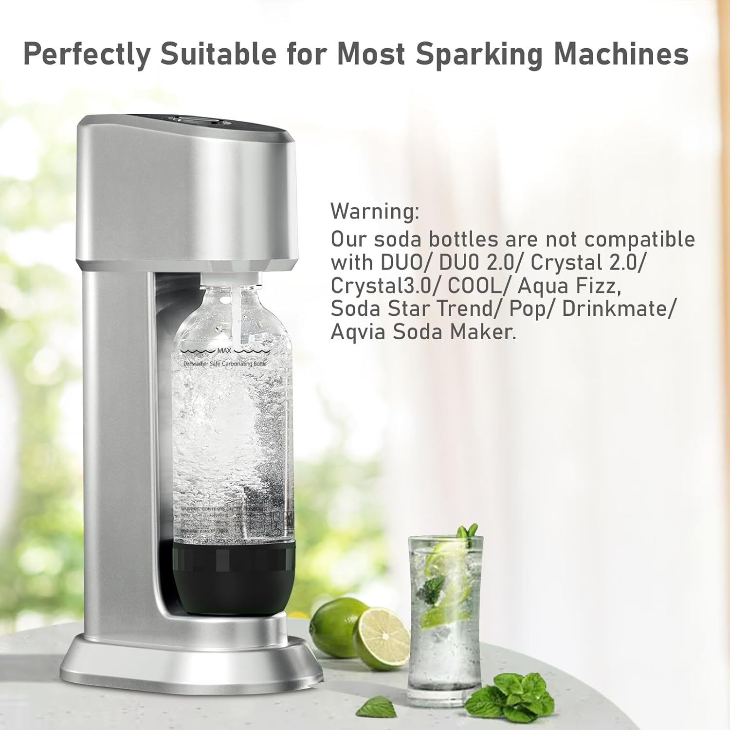 Thumbnail 1 de Mycket Soda Maker Bottles: 2 x 1 Litre BPA-Free Reusable PET Bottles for Sparkling Water Makers