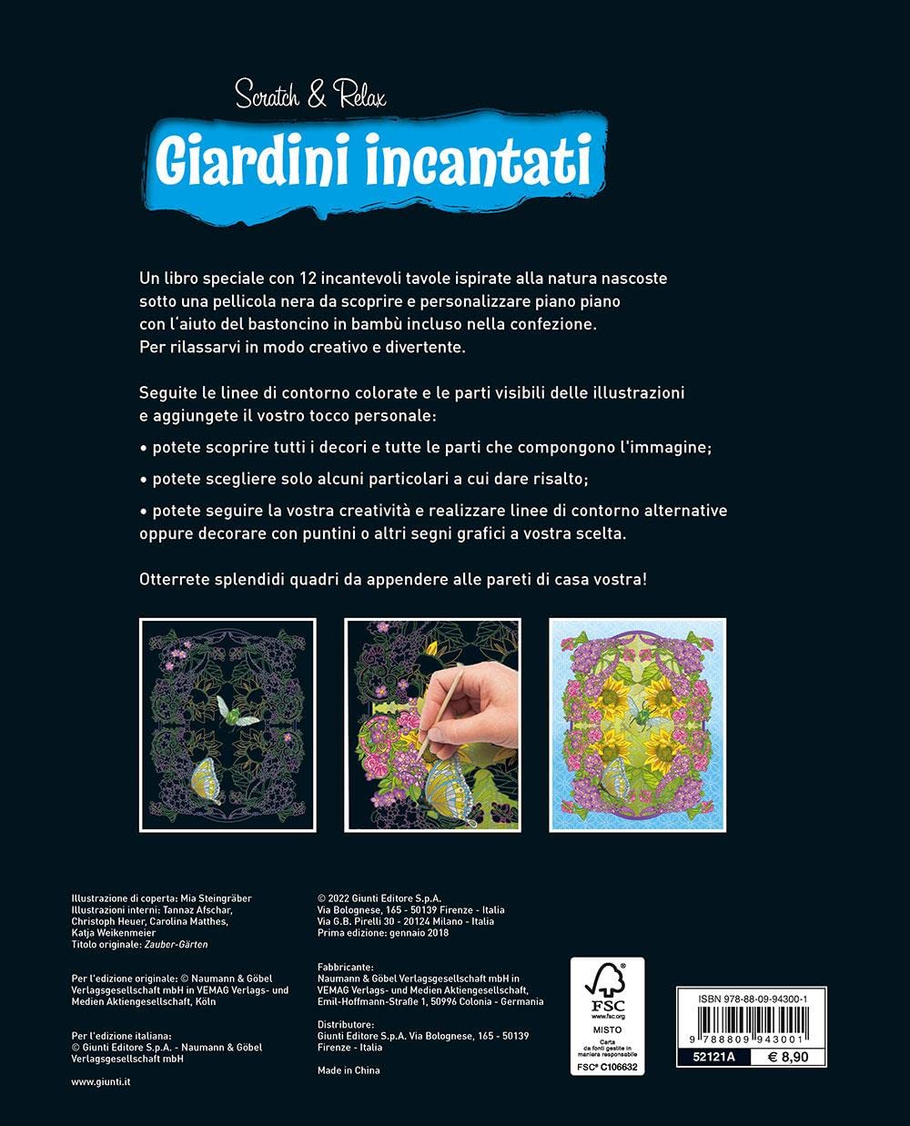 Detalle 2 de Giardini incantati. Scratch & relax – książka z bambusowym patyczkiem
