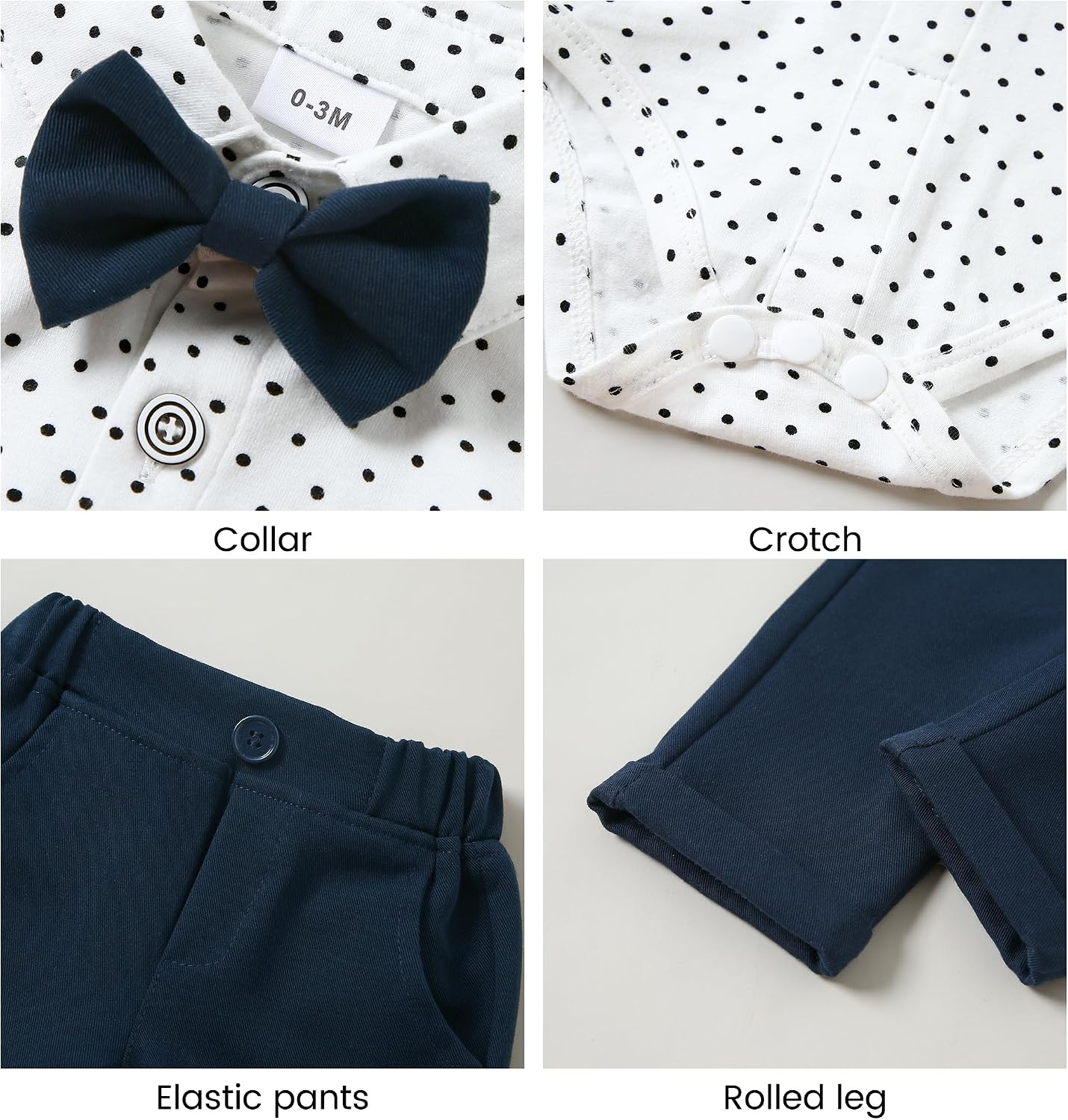 Detalle 2 de Amissz Baby Anzug zur Taufe 0-18M Set