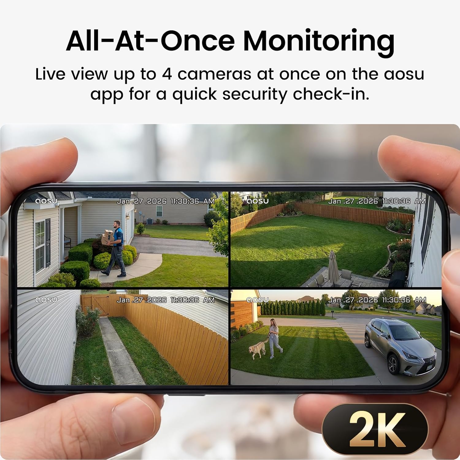Thumbnail 3 de aosu 2K Wireless Outdoor Solar Security Cameras 6-Cam Kit with aosuBase 2.0