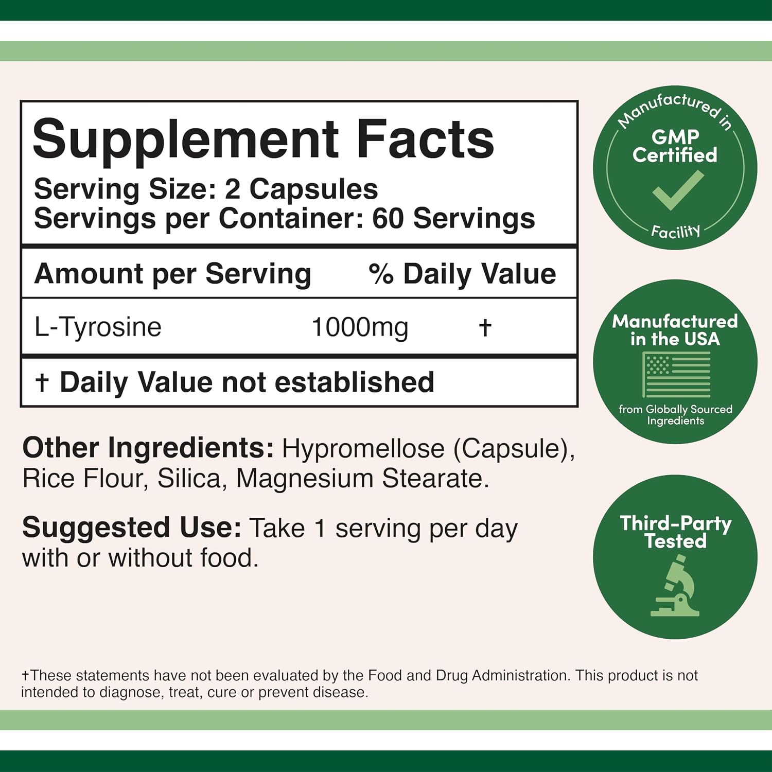 Thumbnail 1 de Double Wood L-Tyrosine Capsules 1,000 mg