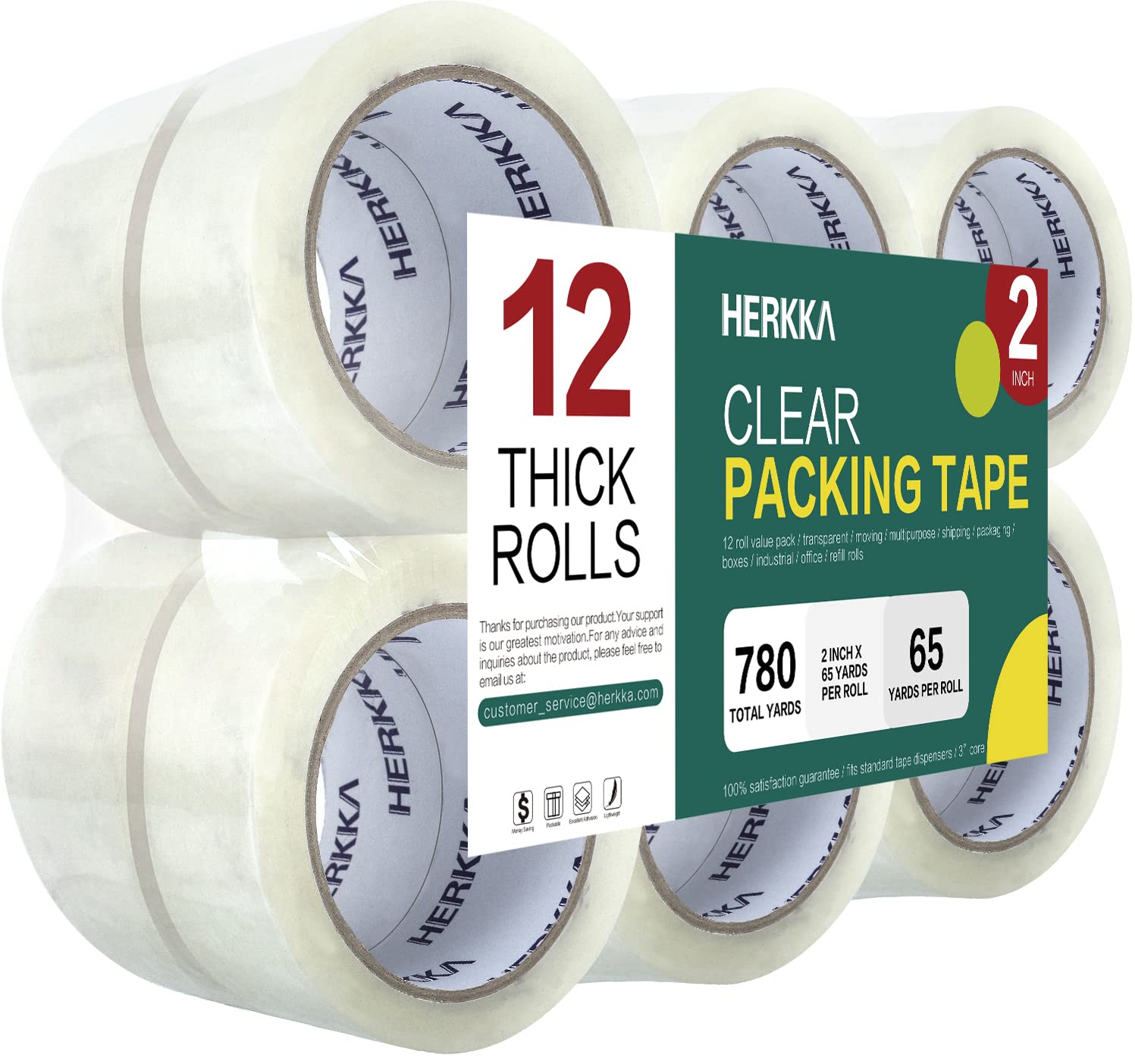 Thumbnail 6 de HERKKA Clear Packing Tape 12 Rolls 📦