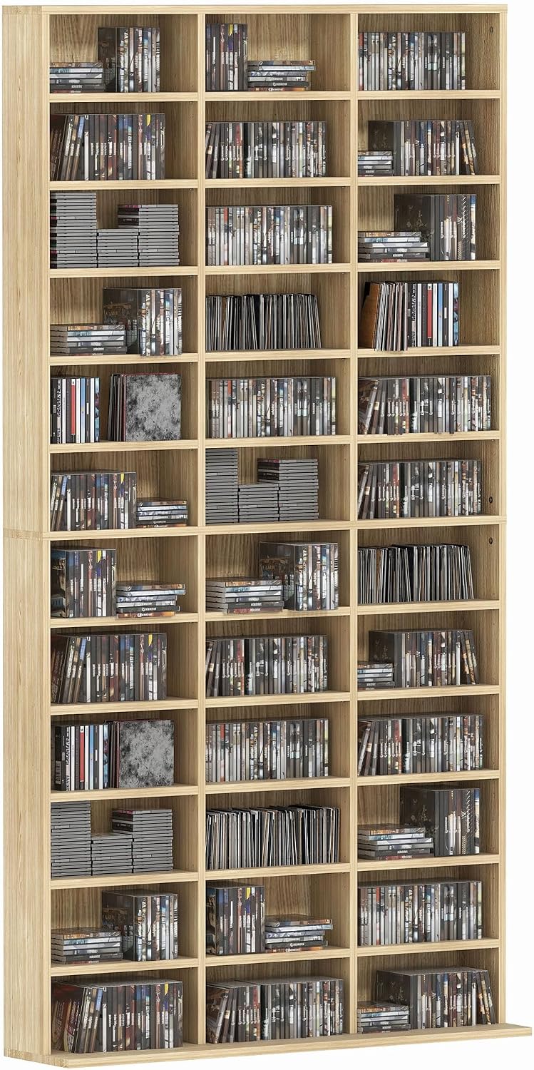 Detalle de HOMCOM étagère CD DVD chêne 195 cm