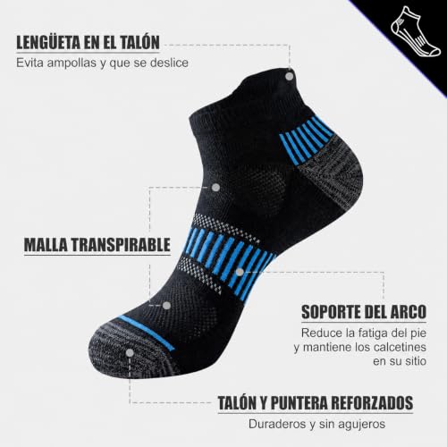 Detalle 2 de Niorasen Calcetines Deportivos Hombre, 6 Pares — Cortos y Acolchados