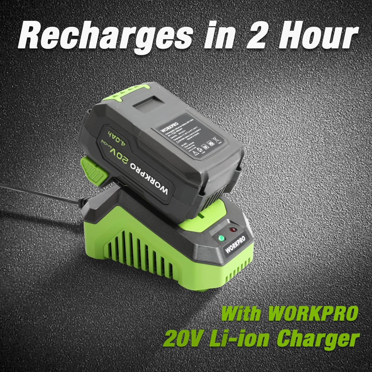 Thumbnail 2 de WORKPRO Batterie 20V 4,0Ah al litio-ion, compatibile SOLO con utensili WORKPRO