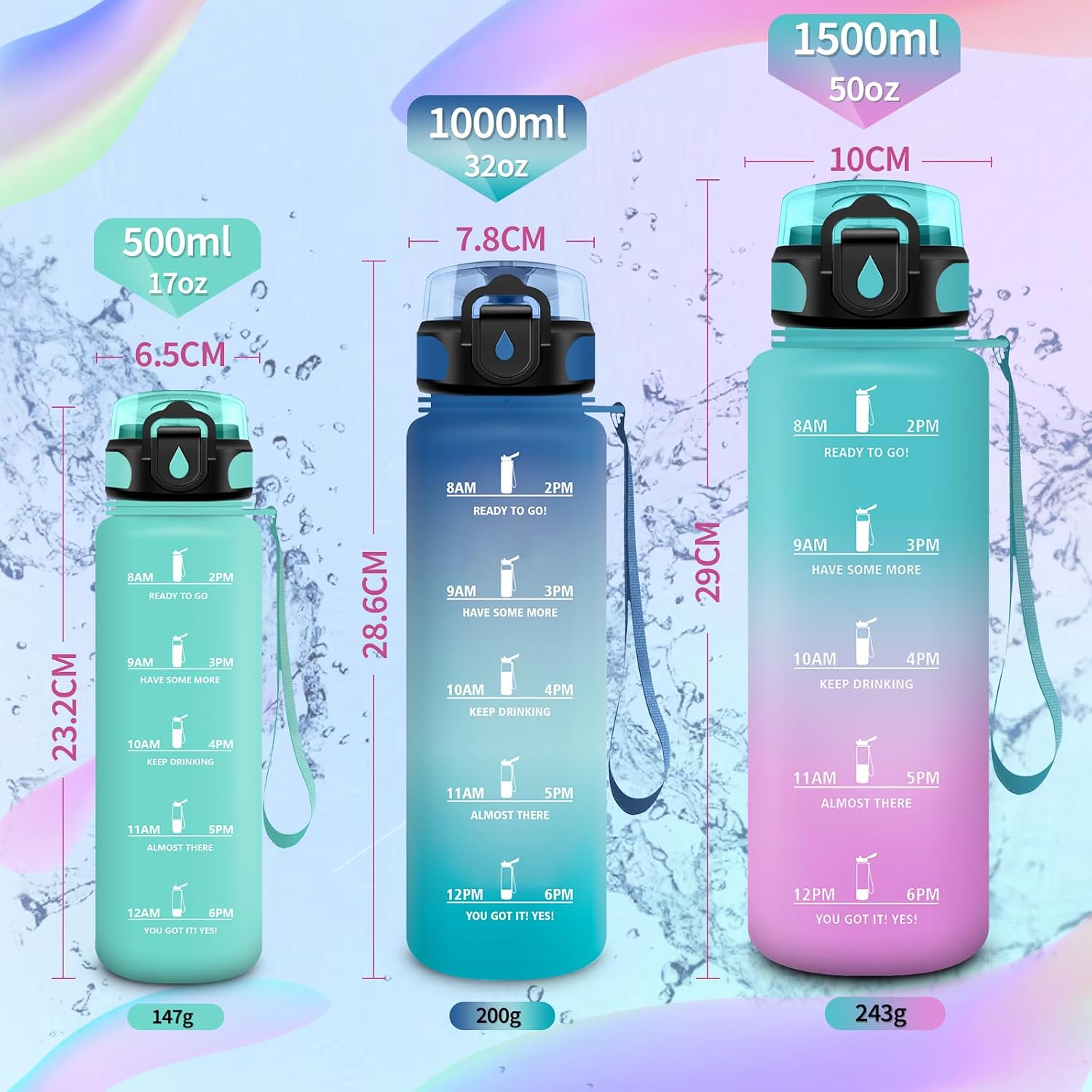 Detalle 2 de HoneyHolly Botella de Agua 500ml Gimnasio Prueba de fugas 💧