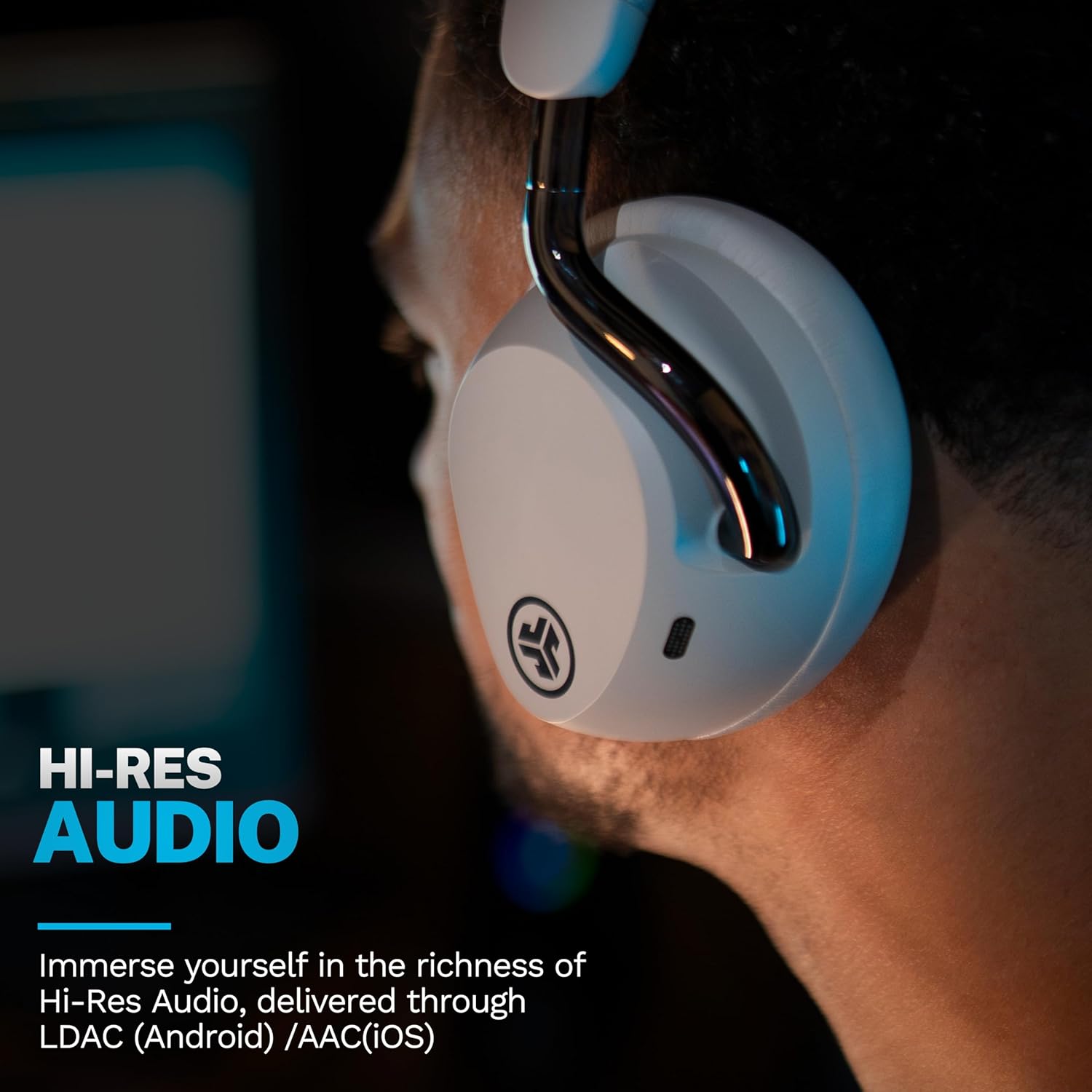 Thumbnail 3 de JLab Epic Lux Lab Edition : casque Bluetooth pour enfant avec ANC, pliable et jusqu’à 48+ h d’autonomie (nuage blanc)