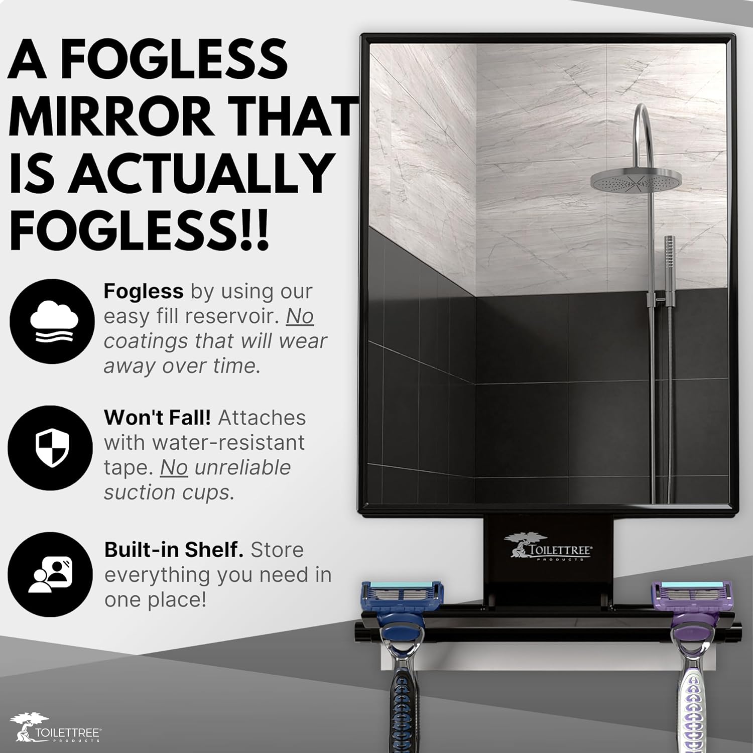 Thumbnail 1 de ToiletTree Fogless Shower Mirror adjustable shaving mirror