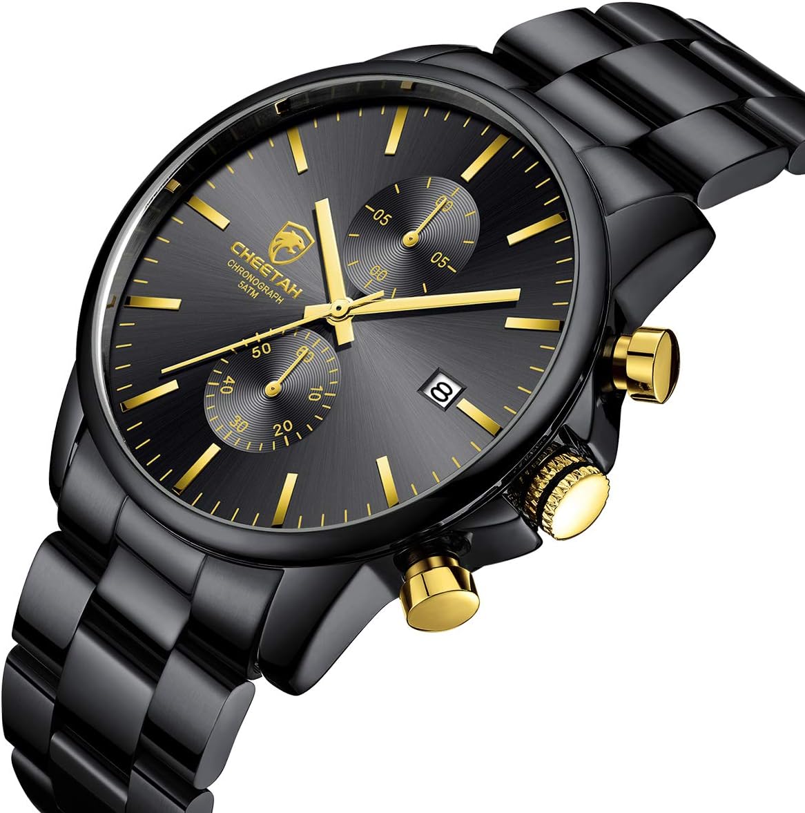 Thumbnail 1 de Affute Orologio da uomo in acciaio inox e metallo casual, cronografo al quarzo impermeabile 3 ATM con datario