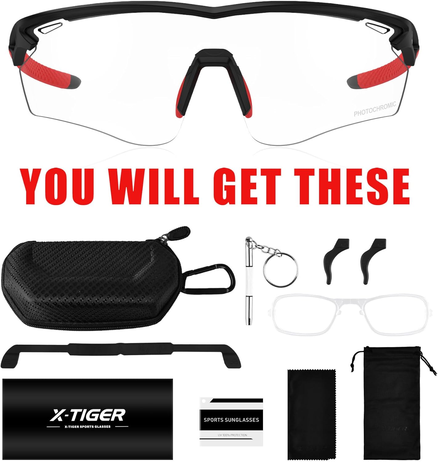 Thumbnail 5 de X-TIGER Occhiali Ciclismo Fotocromatici TR90: leggerezza, protezione UV400 e comfort per MTB e bici