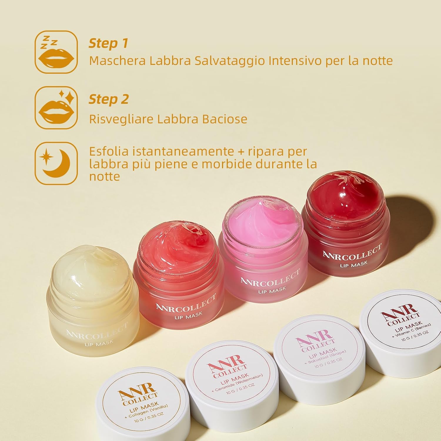 Thumbnail 6 de ANRCOLLECT Lip Balm Set: kit di 4 maschere notturne per labbra idratate