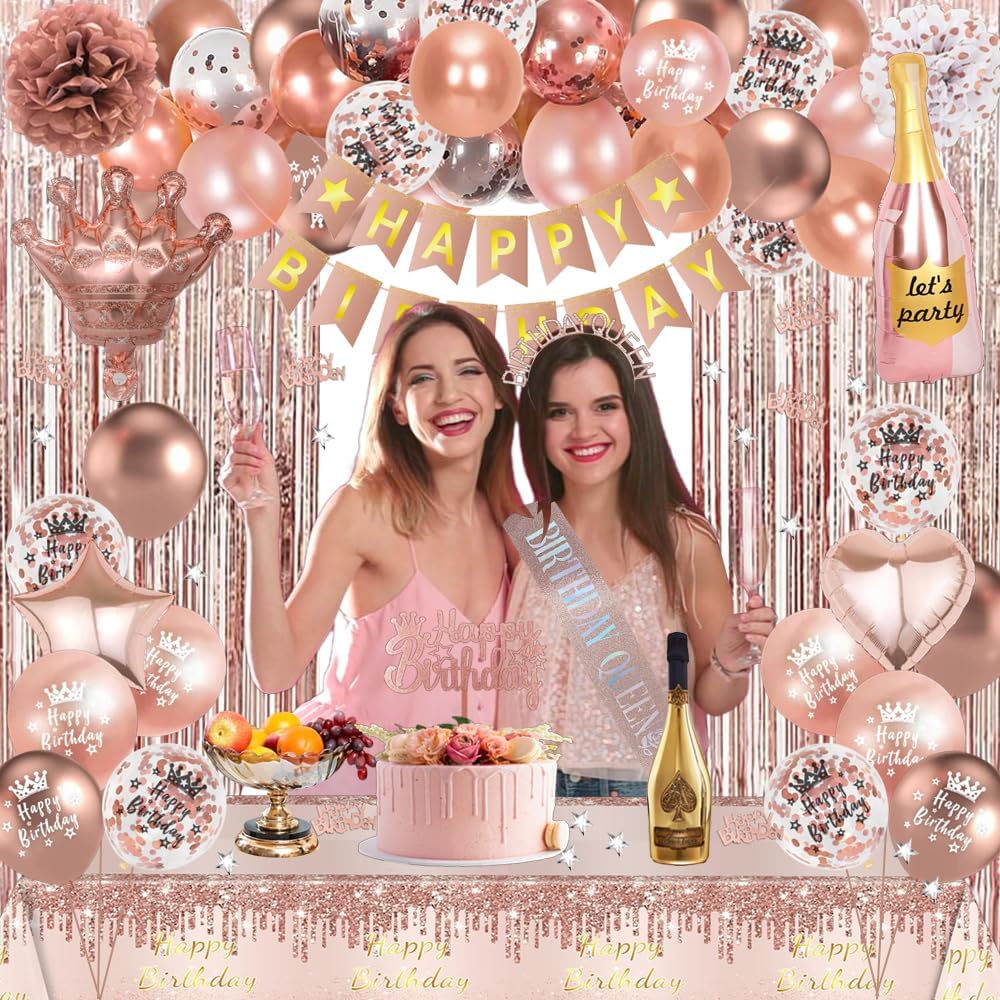 Thumbnail 3 de Rose Gold Birthday Decorations party set 🎉