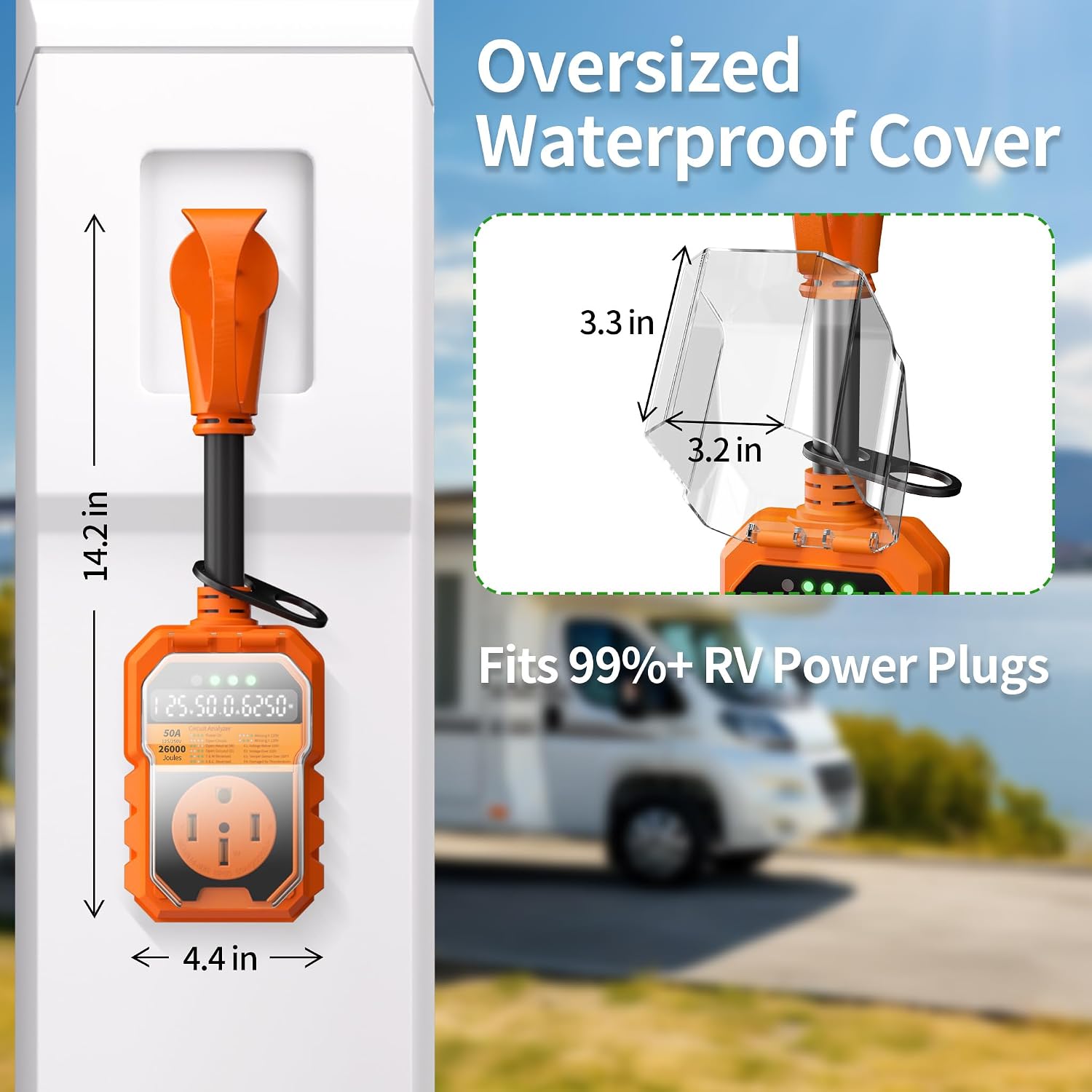 Detalle 2 de POWGRN 50 Amp RV Surge Protector, 26,000J with LED Monitoring