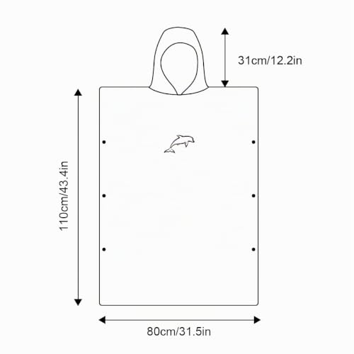 Detalle de flintronic Handtuch Poncho 110 × 80 cm – Mikrofaser Surf Poncho mit Kapuze