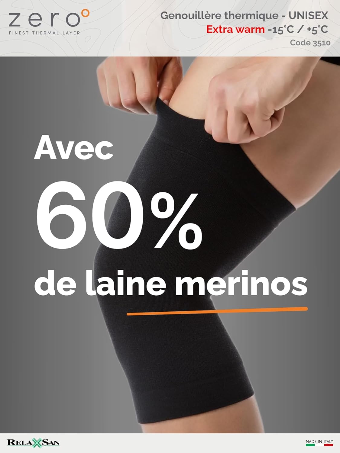 Thumbnail 2 de Relaxsan Zero 3510 Genouillère en tube thermique en laine mérinos et Dryarn – tube sans couture