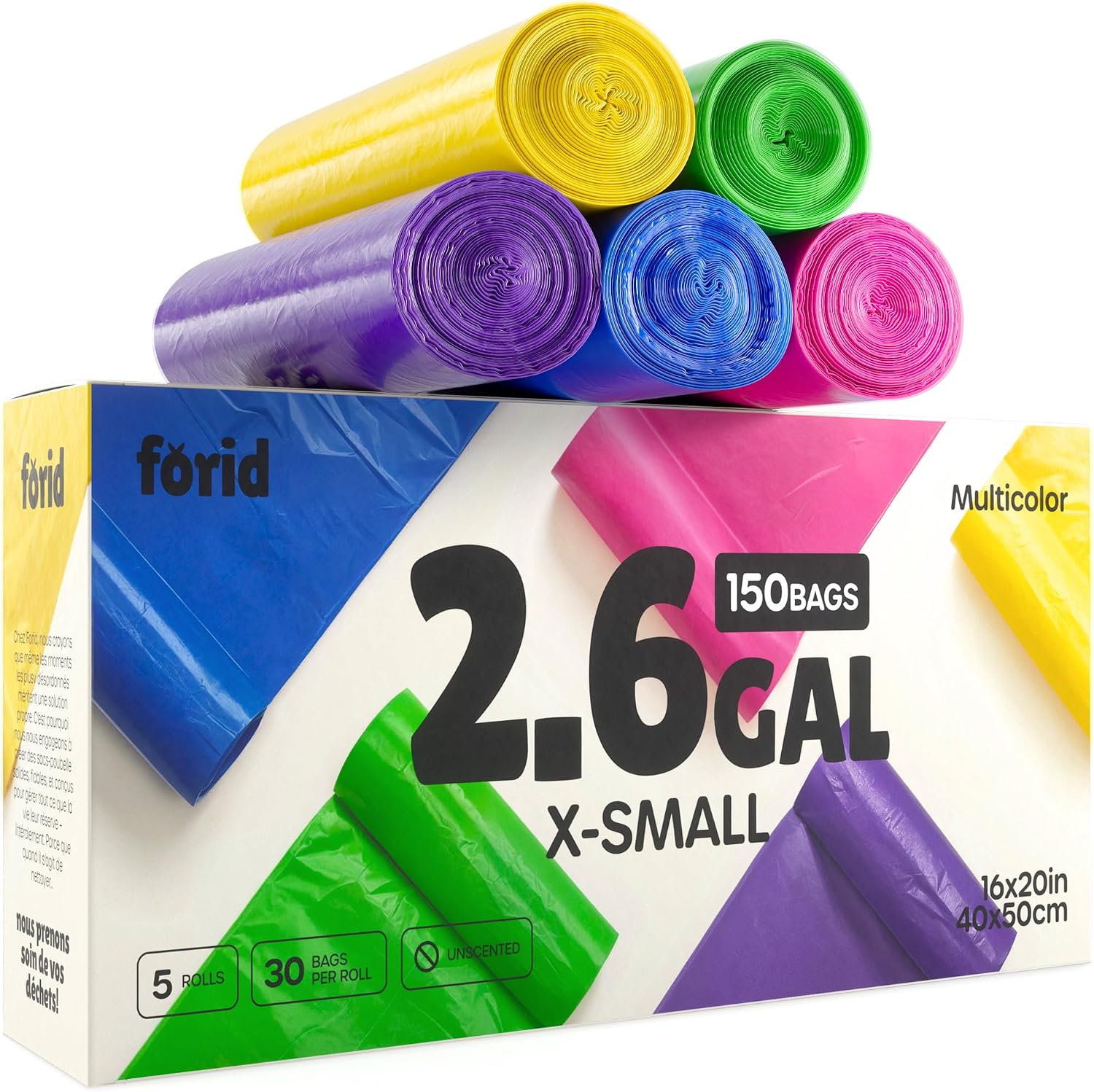 Thumbnail 1 de FORID 10 L Garbage Bags, 150 Count, 5 Colours for Small Bins