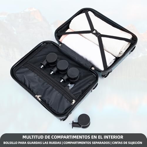 Thumbnail 4 de RAYKONG maleta de cabina ABS 40x30x20 cm (24 L) verde con ruedas desmontables y cerradura de combinación