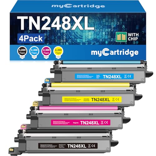 myCartridge TN248XL 4-Pack TN-248CMYK compatible con Brother (TN248VAL) para MFC-L3760CDW, DCP-L3560CDW y HL-L3220CW