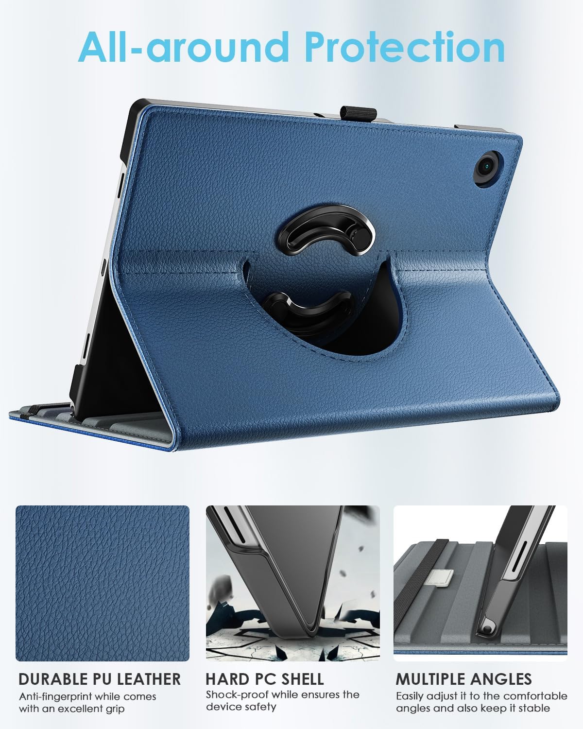 Detalle 2 de TiMOVO Drehbare Hülle für Samsung Galaxy Tab A11+/A11 Plus 11 Zoll 2025 — Denim Blau, 90° Stand, Auto Sleep/Wake