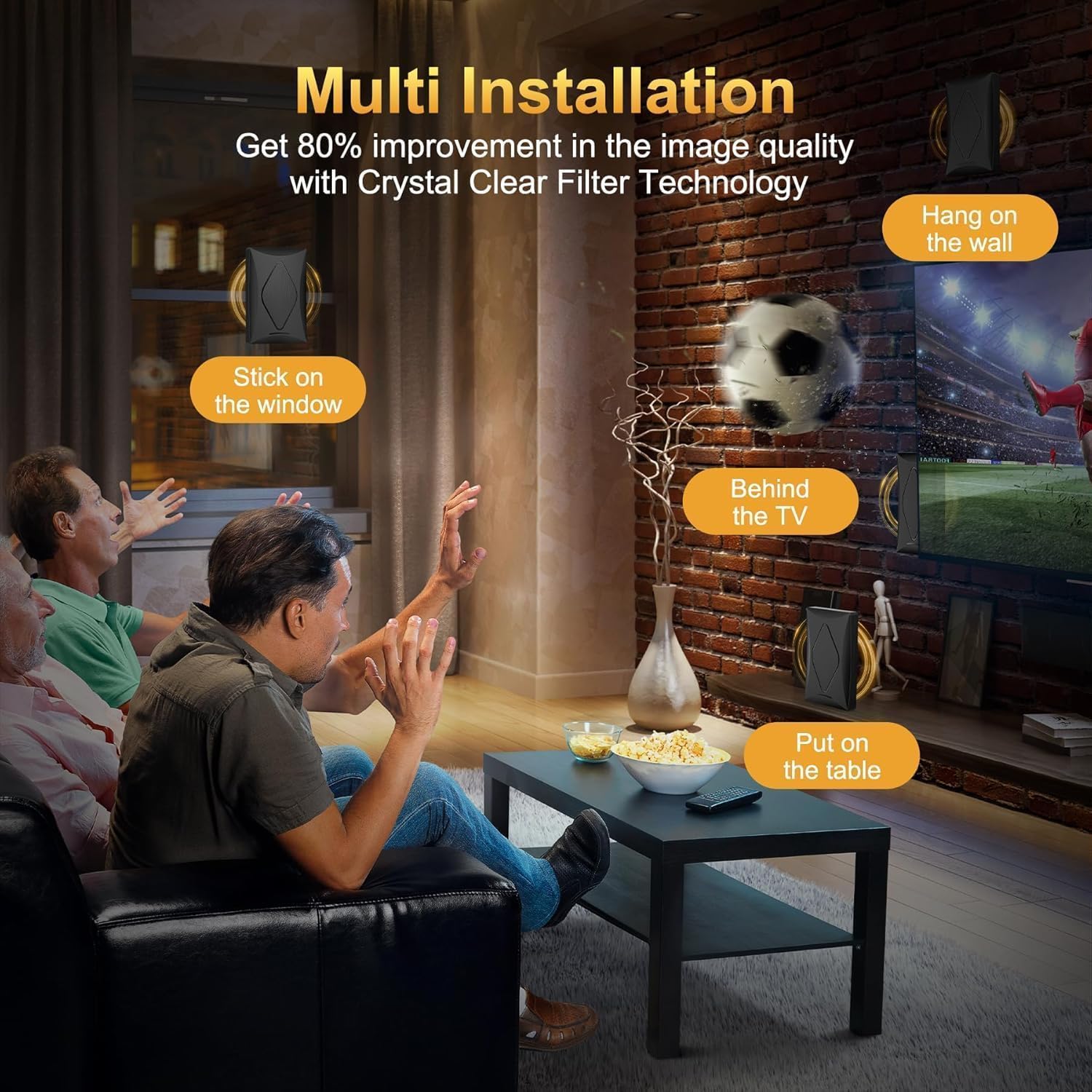 Thumbnail 6 de 2026 TV Antenna for Digital TV Indoor/Outdoor with Amplifier — 360° Reception, 16.5ft Cable, 200% Wider Signal Reach