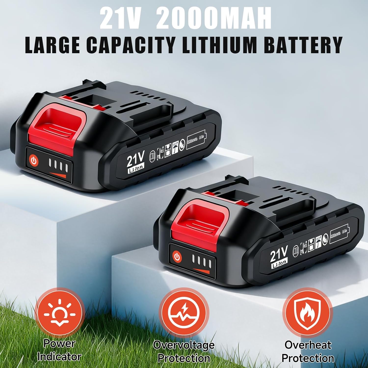 Thumbnail 2 de Cordless Strimmer with 4 Blades and 2 x 21V 2000mAh Batteries