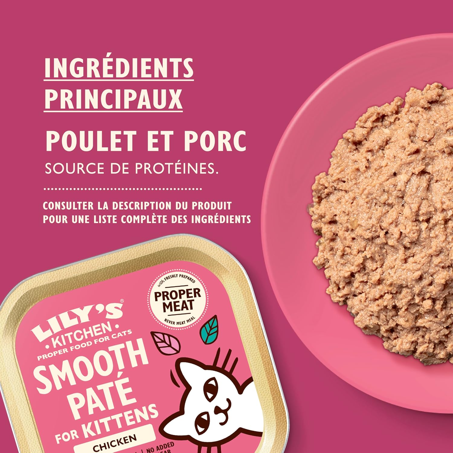 Detalle de Lily's Kitchen Pâté lisse pour chaton Poulet + bœuf (19 x 85 g) – aliments humides naturels