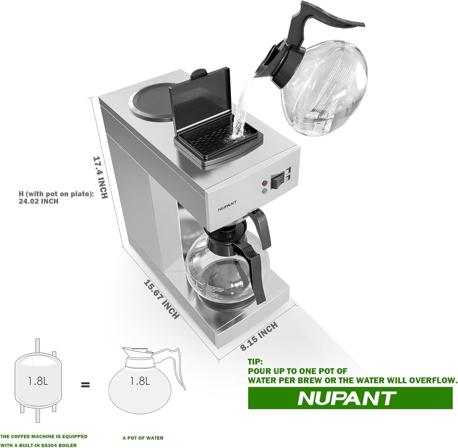 Thumbnail 4 de NUPANT 1.8L Commercial Coffee Maker