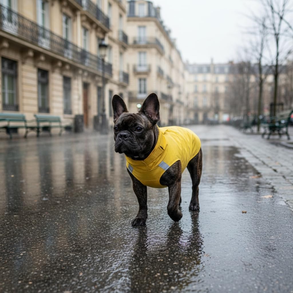 Detalle de Morezi Dog Raincoat Rain Jacket Poncho (Yellow, Size S) – Reflective Stripe, Underbelly Protection