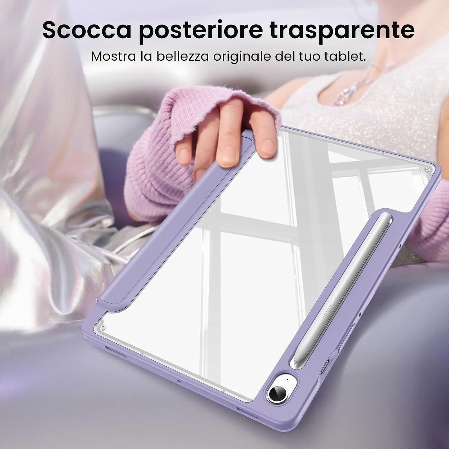 Detalle de FINTIE Cover trasparente per Galaxy Tab S9/S9 FE e S10 Lite/S10 FE 10.9" & S9 11" con S Pen – protezione sottile e supporto auto sleep/sveglia