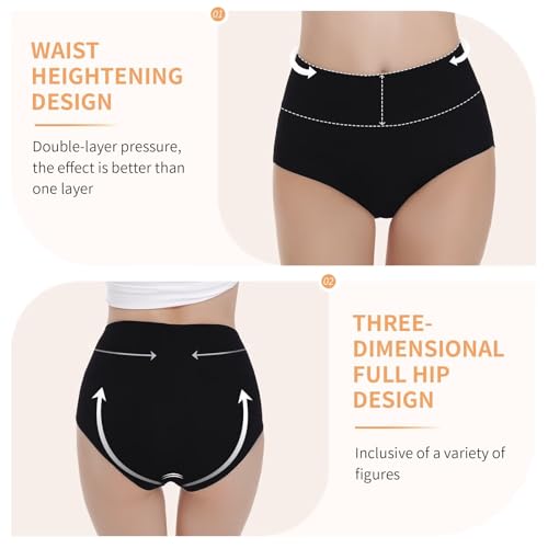 Detalle de NUOZA bragas postparto de algodón de talle alto (pack ropa interior suave) – Negro/Gris, L