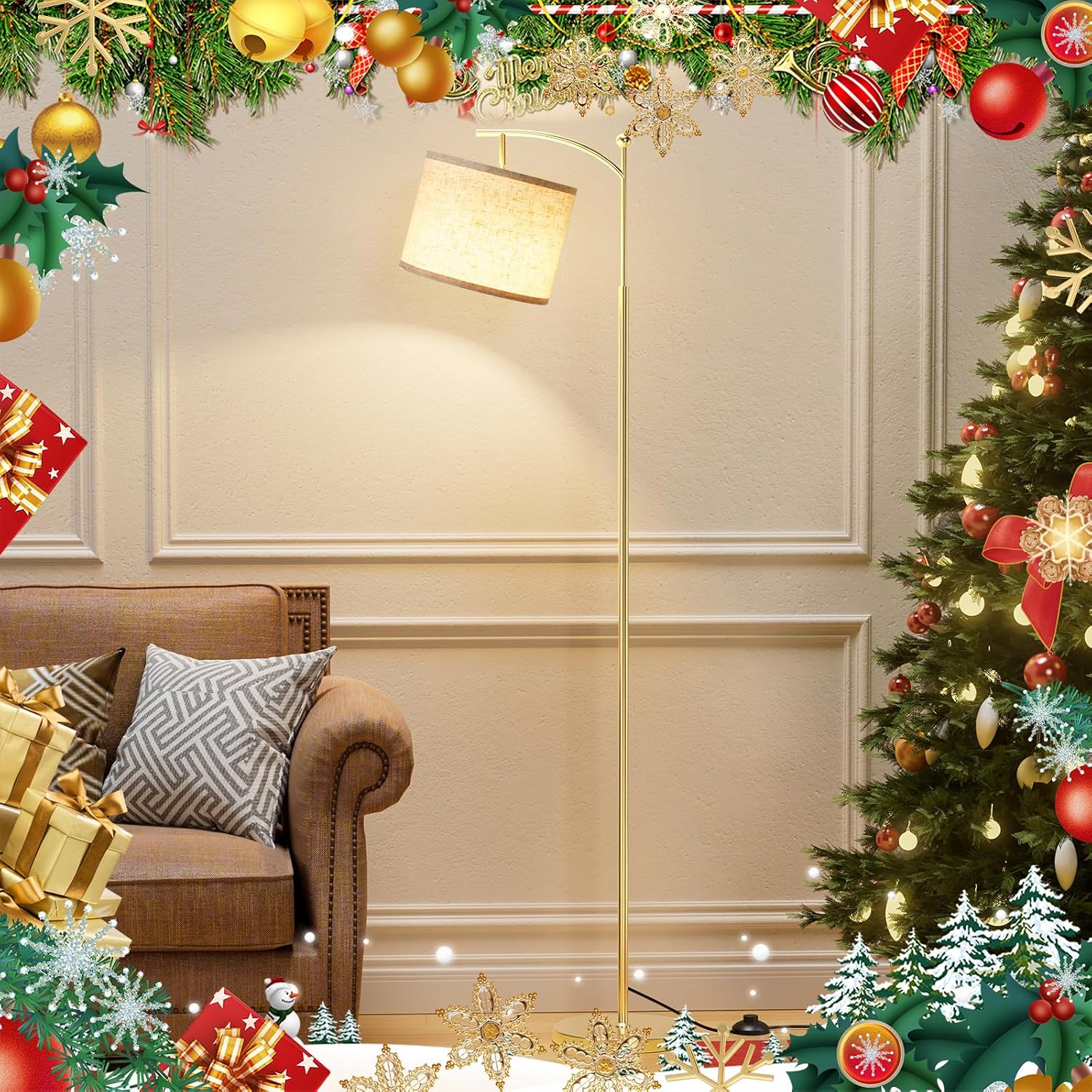 Thumbnail 6 de Ambimall 60" Floor Lamp with Remote, Dimmable Light and Beige Shade