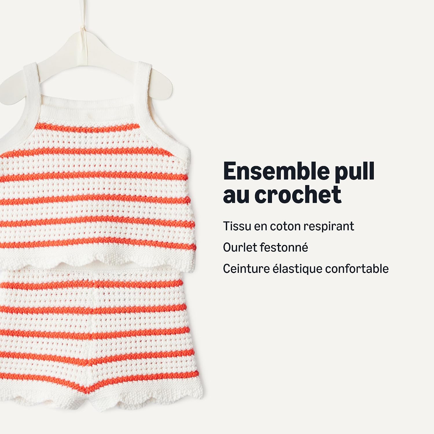 Detalle de Amazon Essentials x Sofia Grainge Ensemble Sweat-shirts et Débardeurs en Crochet de Coton – Maman et Moi