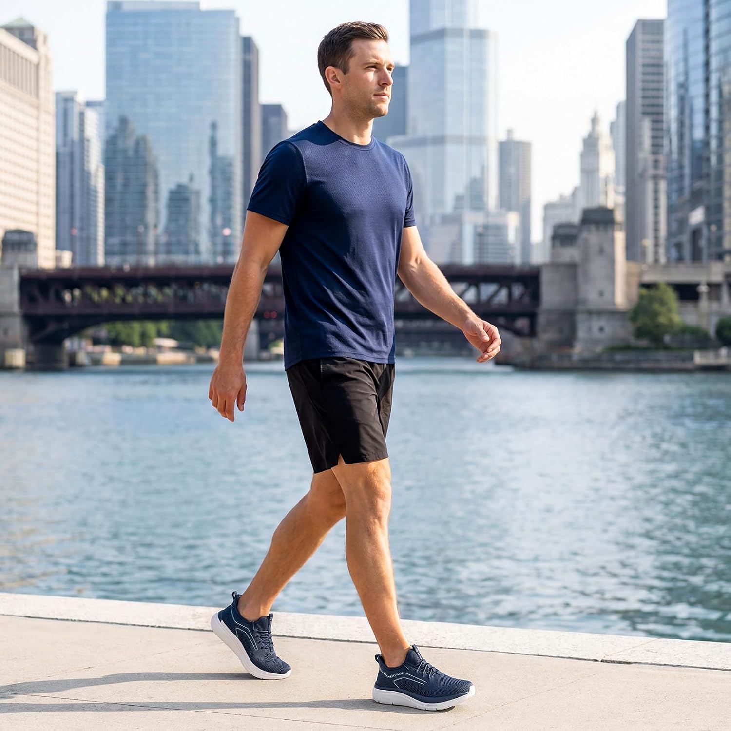 Thumbnail 1 de FitVille Extra Wide Fit Slip-On Arch Support Trainers for Men – Lightweight Road Running & Gym Sneakers