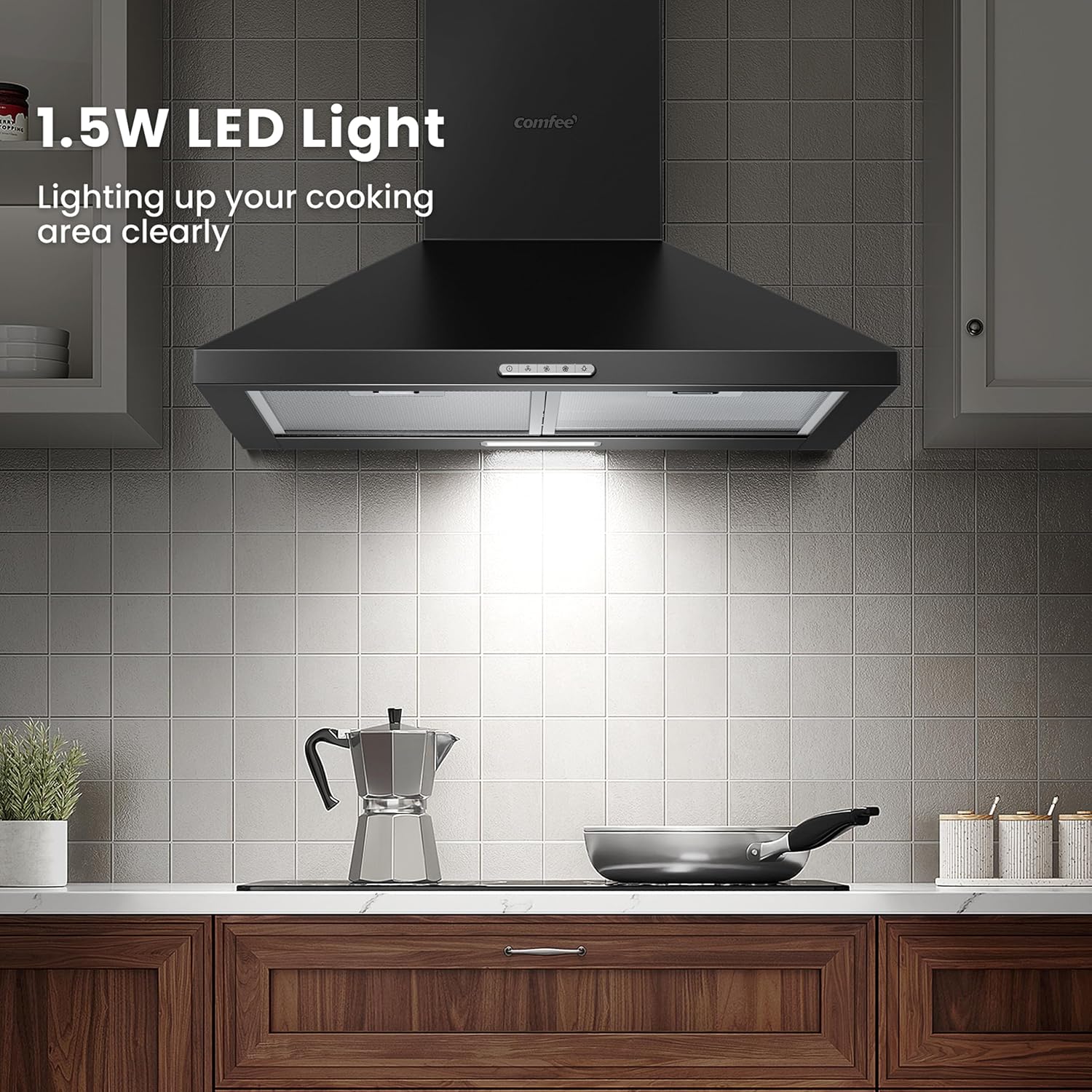 Thumbnail 6 de COMFEE' 60cm Chimney Cooker Hood (Wall Mounted) in Black