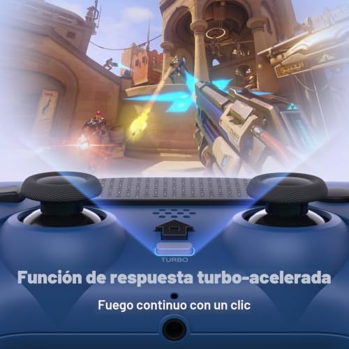 Detalle de Mando inalámbrico LATEC para PS4 Pro/PS4 Slim: Bluetooth, macros y 6 ejes en azul