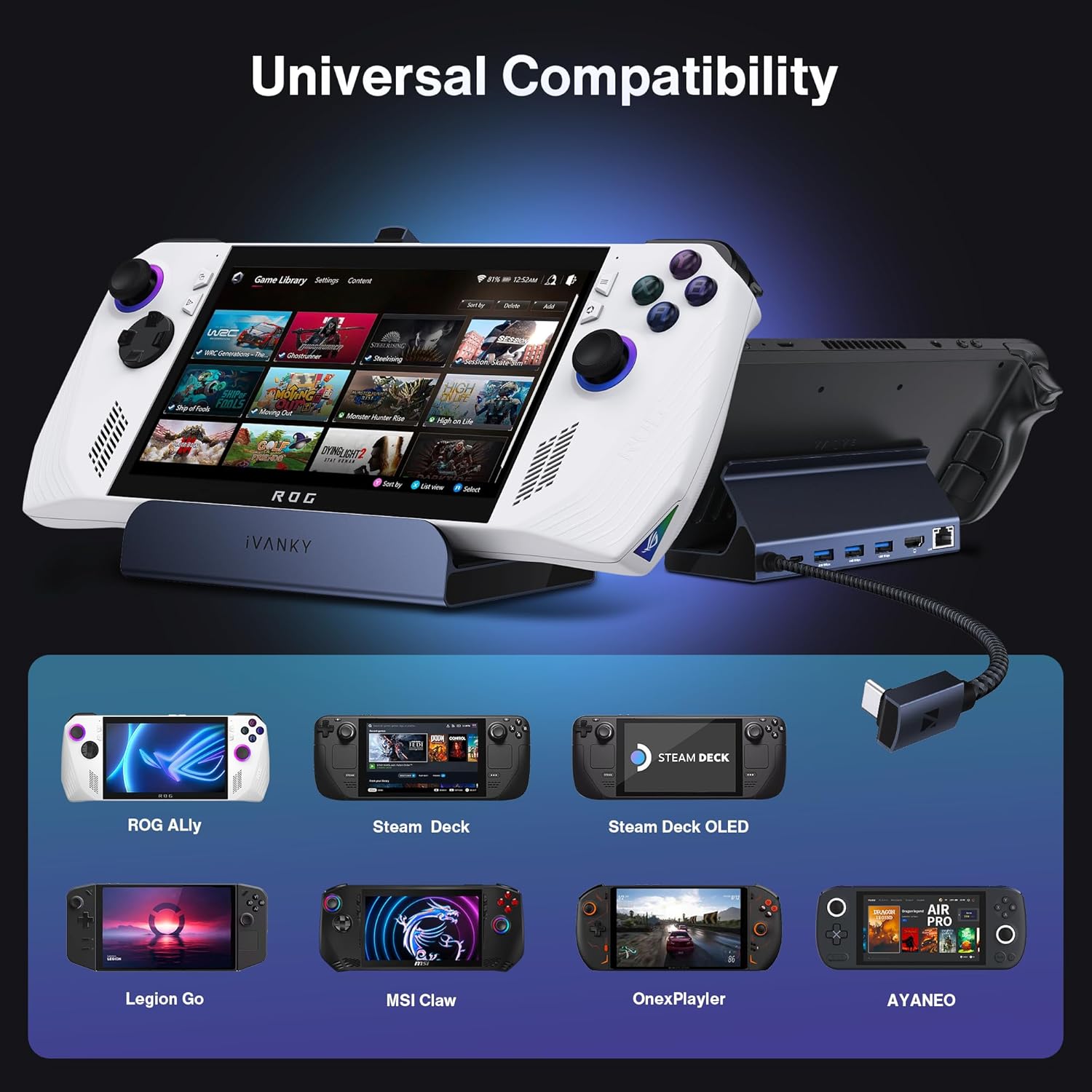 Thumbnail 2 de iVANKY 4K@144Hz 8-in-1 Docking Station for ROG Ally, Steam Deck OLED, Legion Go & more