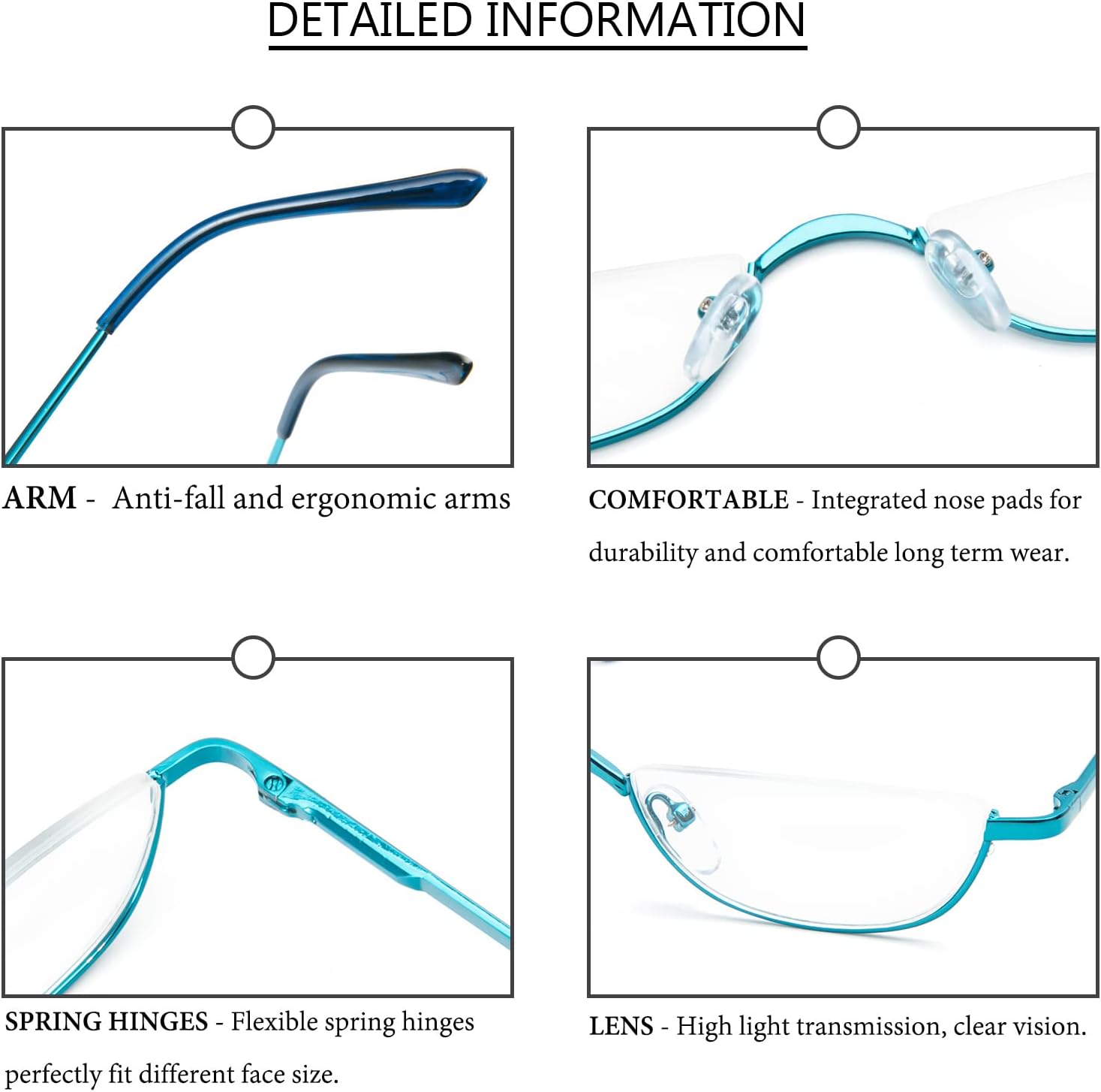 Detalle 2 de KoKoBin Half Frame Reading Glasses +2.0