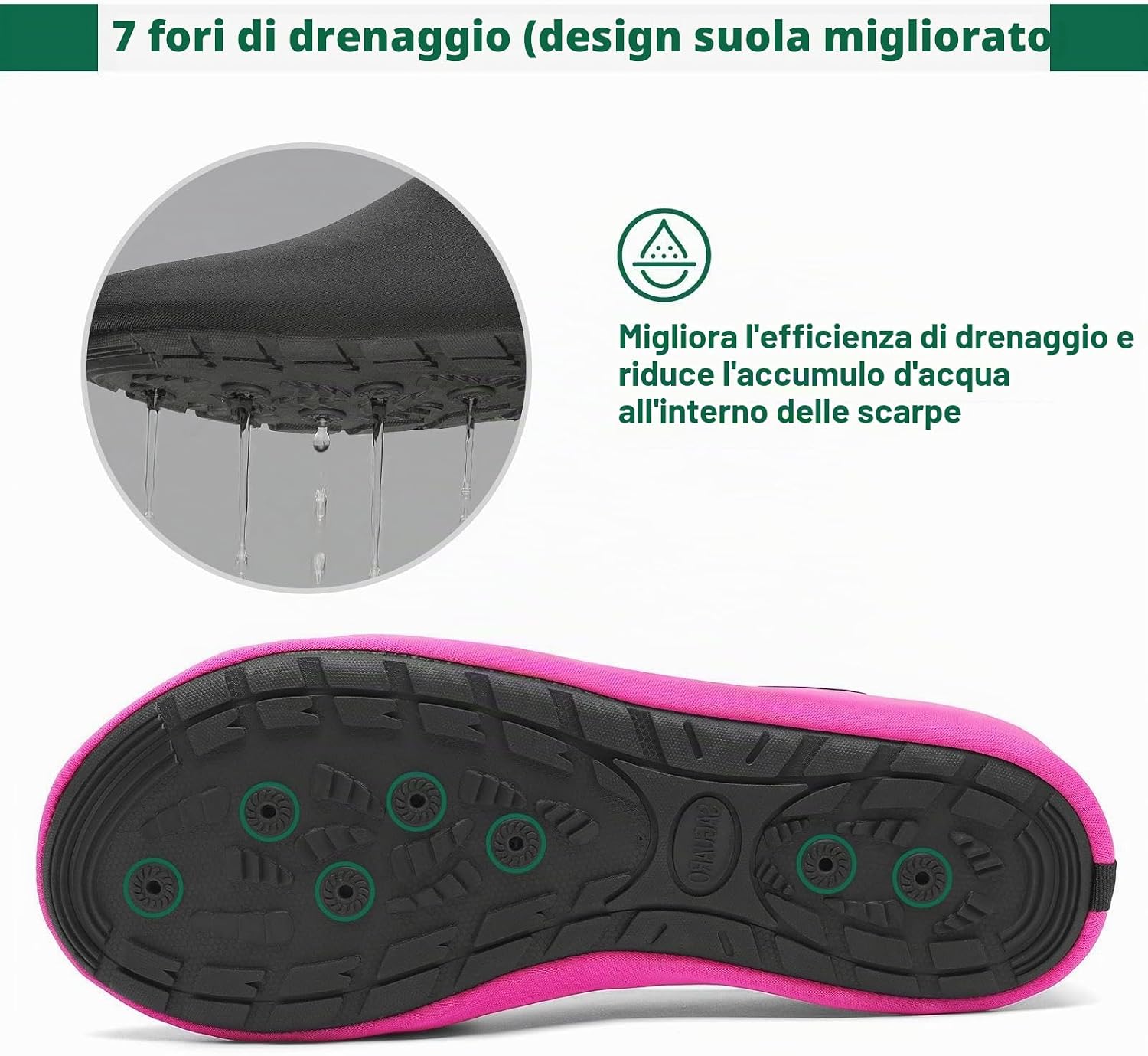 Detalle de SAGUARO Scarpe da Scoglio con Drenaggio e Asciugatura Rapida, 7 Fori, Gr. 36–47