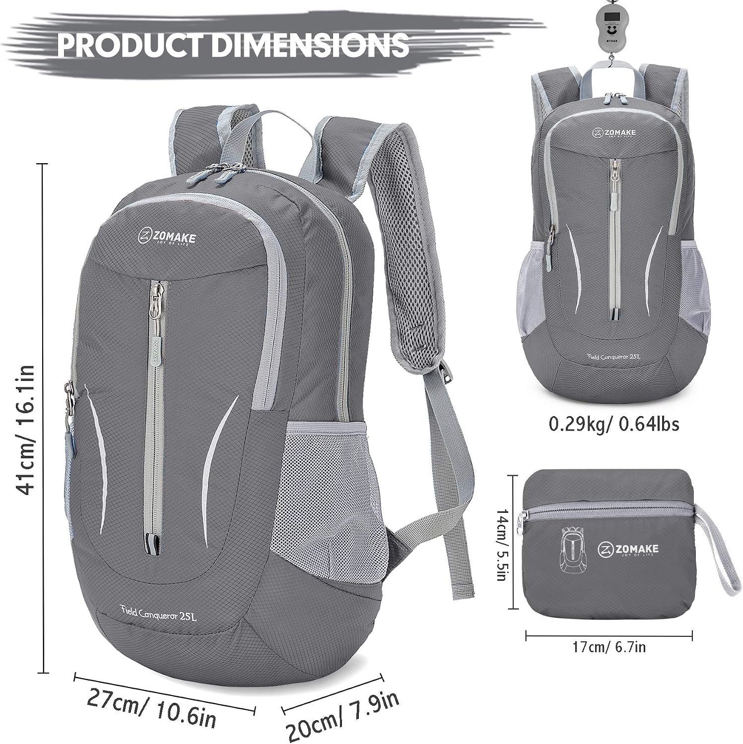 Detalle de ZOMAKE sac à dos pliable ultra léger 25L — petit daypack de randonnée packable