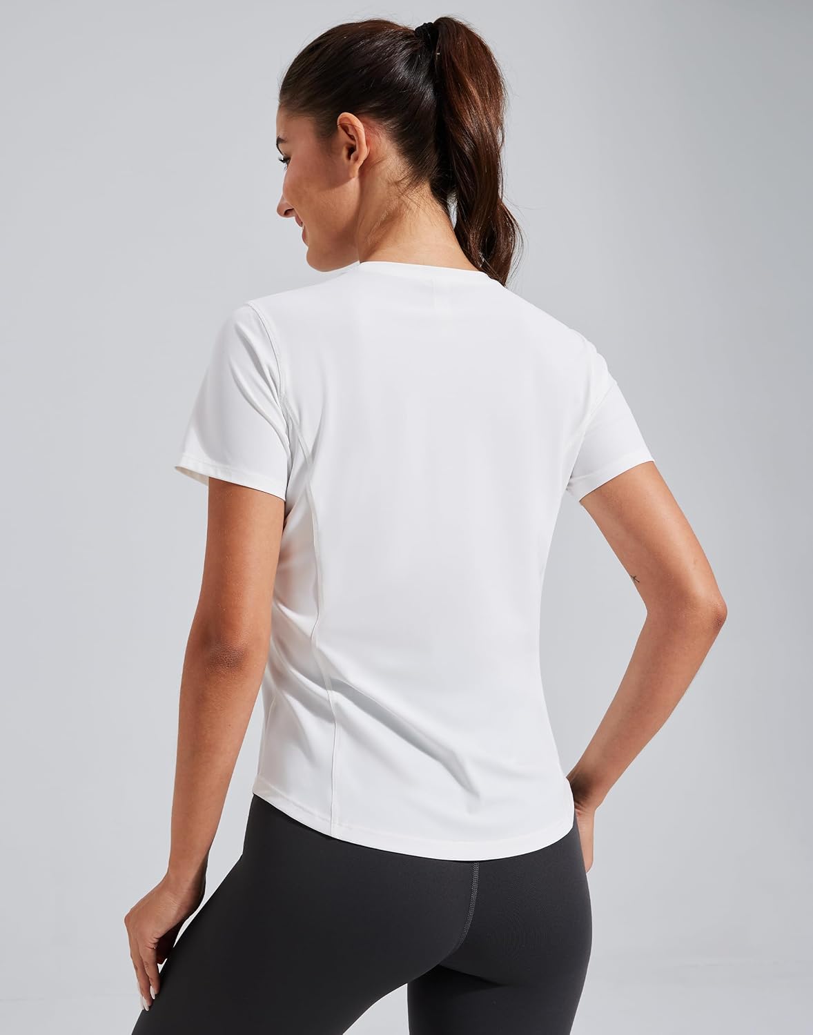 Detalle de Damen Schnelltrocknendes Sport-T-Shirt Kurzarm – atmungsaktives Funktionsshirt für Yoga und Running
