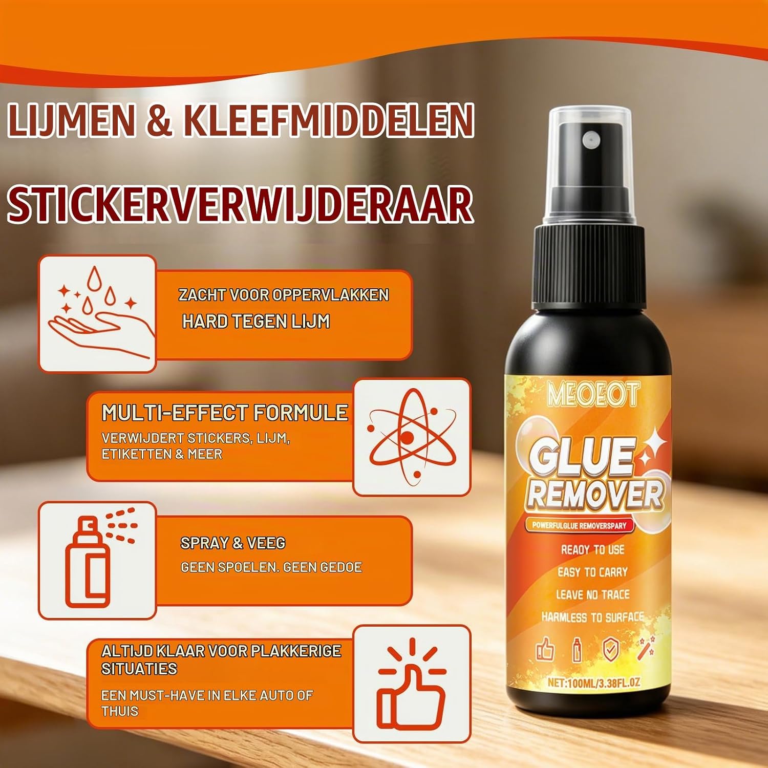 Detalle de Meoeot H003 lijmverwijderaar met schraper, 100 ml