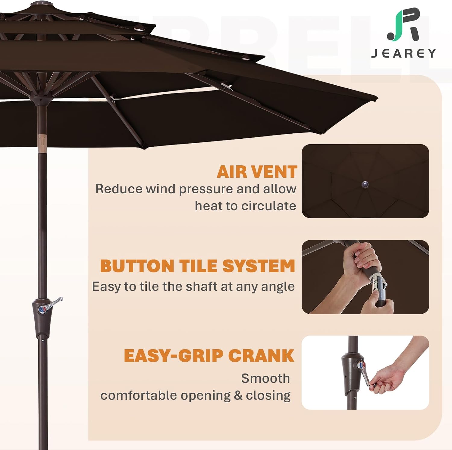 Thumbnail 6 de JEAREY Patio Umbrella, 9 ft