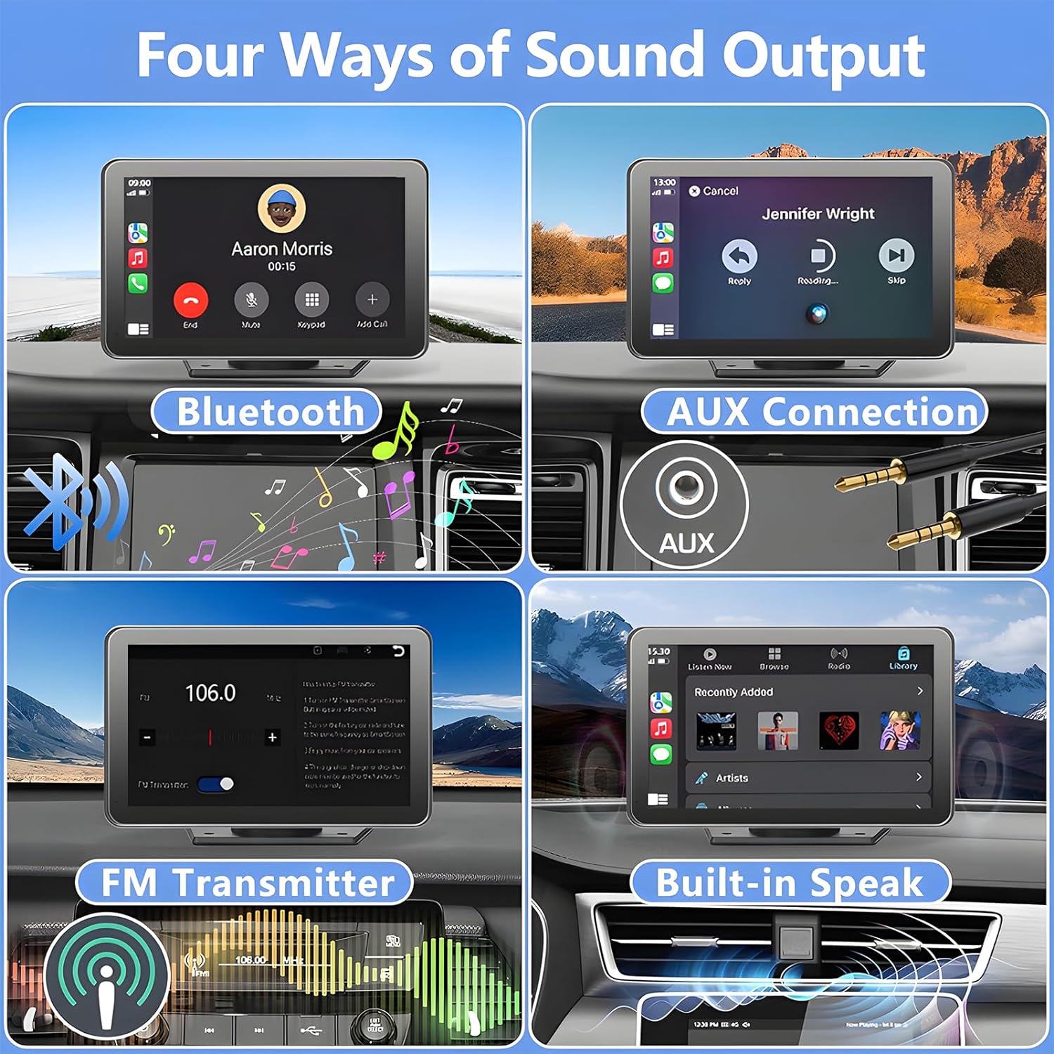 Thumbnail 4 de Portable 7-Inch Wireless CarPlay Screen with Bluetooth, GPS, and Backup Camera
