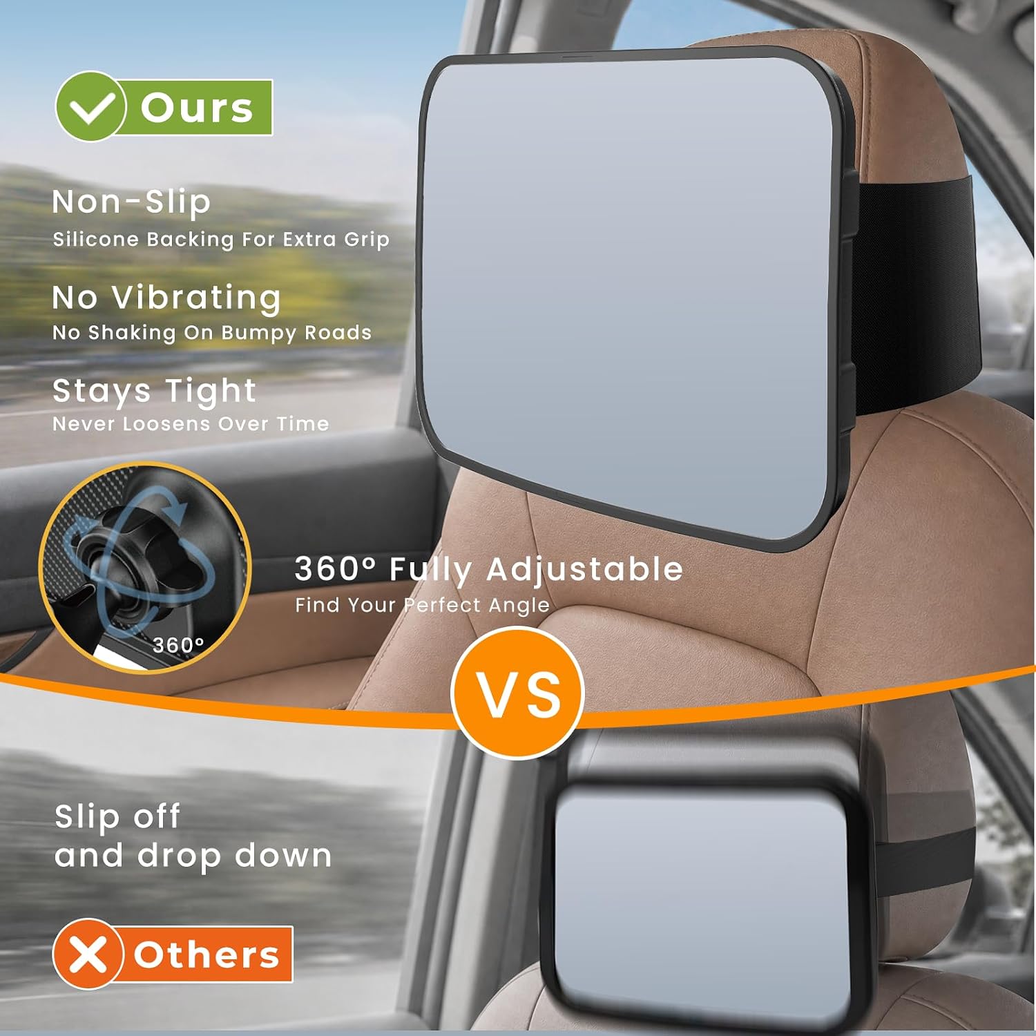 Thumbnail 4 de ZENGRO BBJ-22 Baby Car Mirror, Large Convex Lens, 360° Swivel