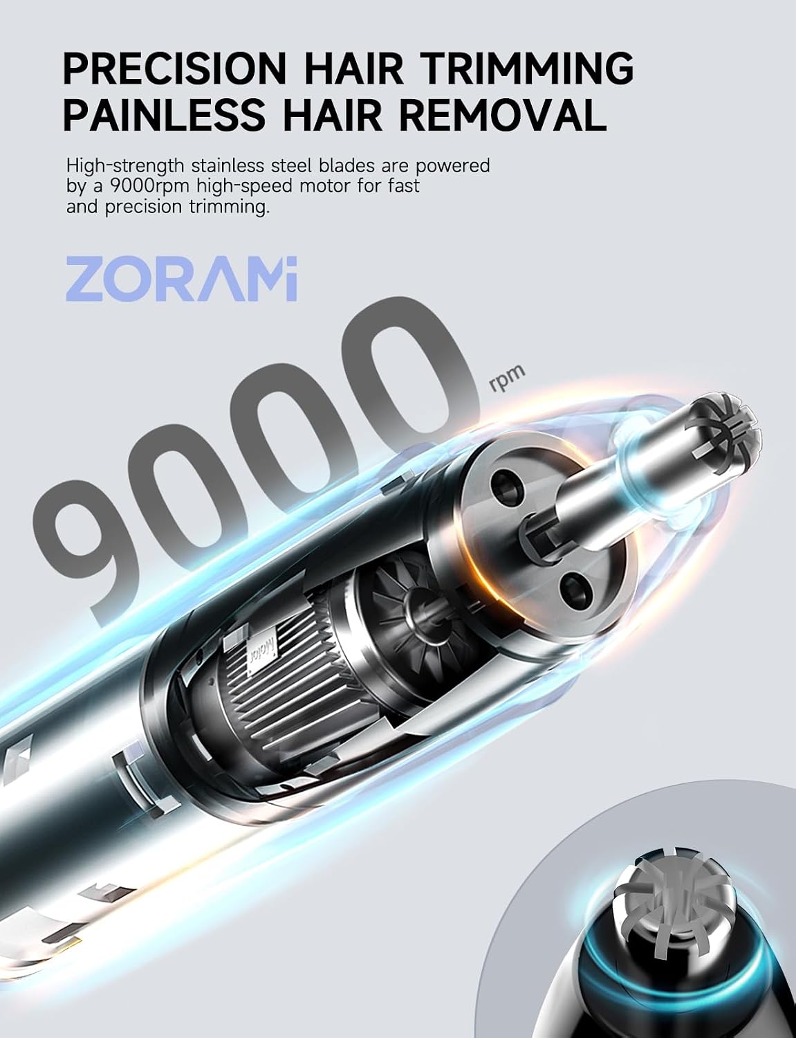 Detalle de ZORAMI Rechargeable Ear and Nose Hair Trimmer - 2026 Professional Painless Eyebrow & Facial Hair Trimmer