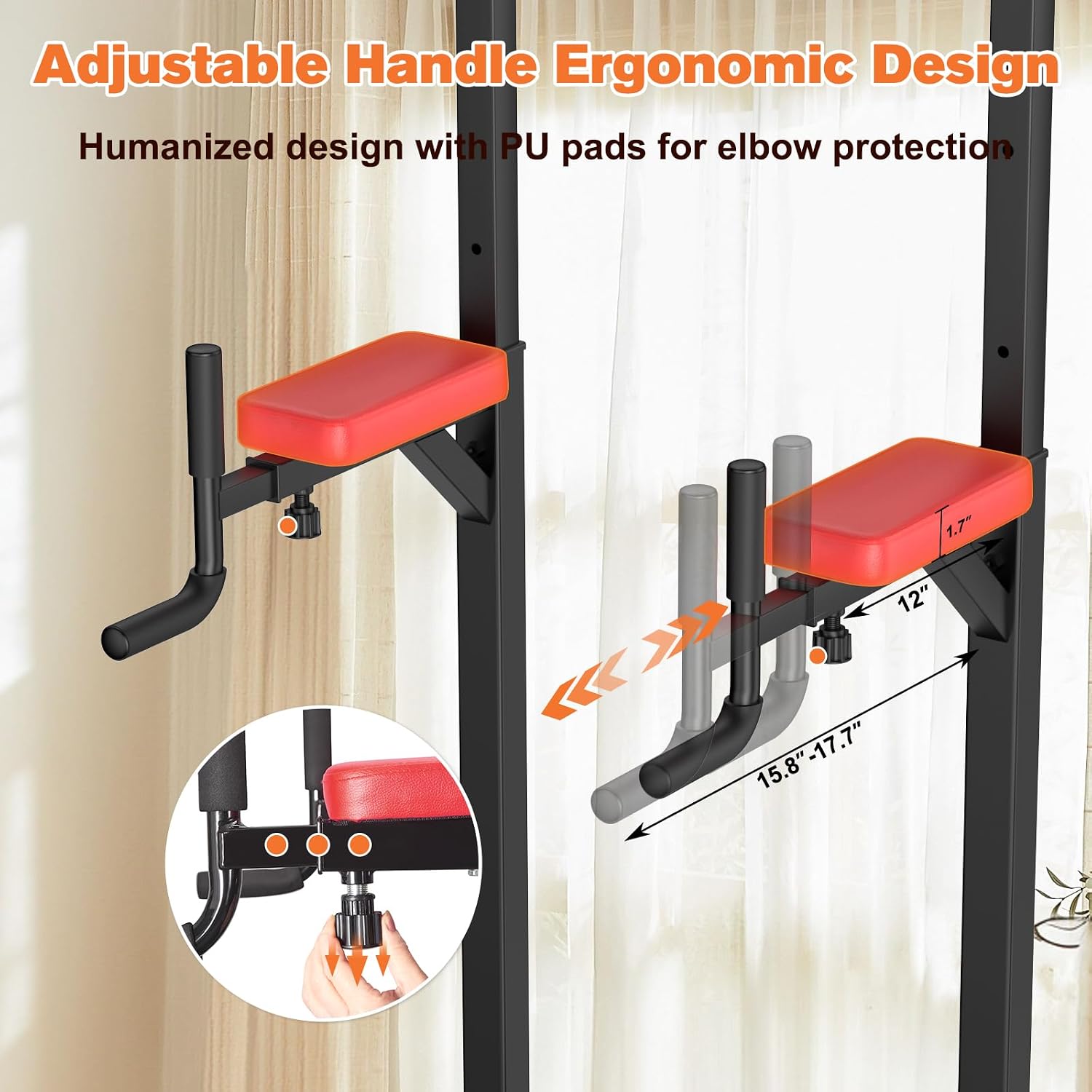 Detalle de RELIFE REBUILD YOUR LIFE Power Tower Pull-Up and Dip Station, 9 Height Settings