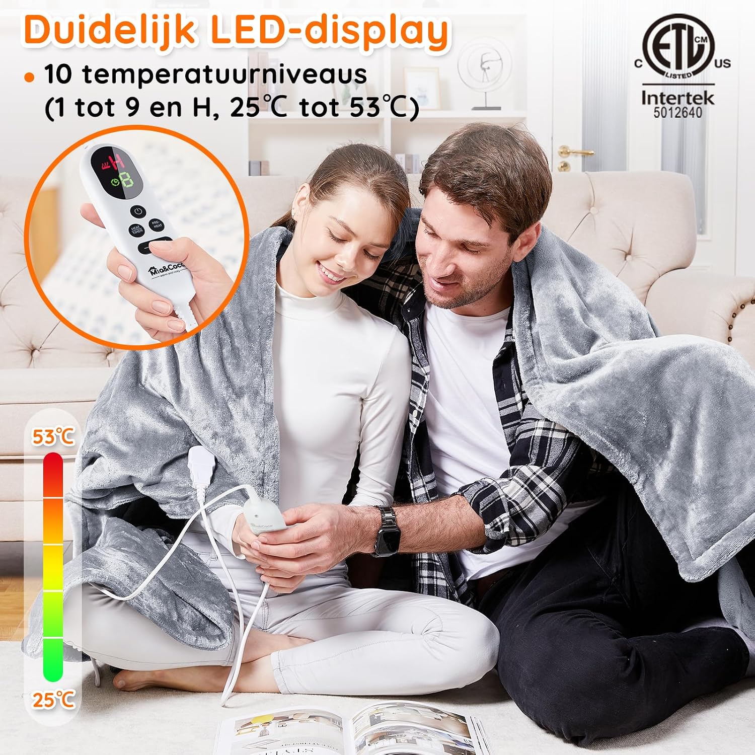 Detalle 2 de Mia&Coco OB-008 elektrische warmtedeken 200 x 180 cm, flanel-sherpa