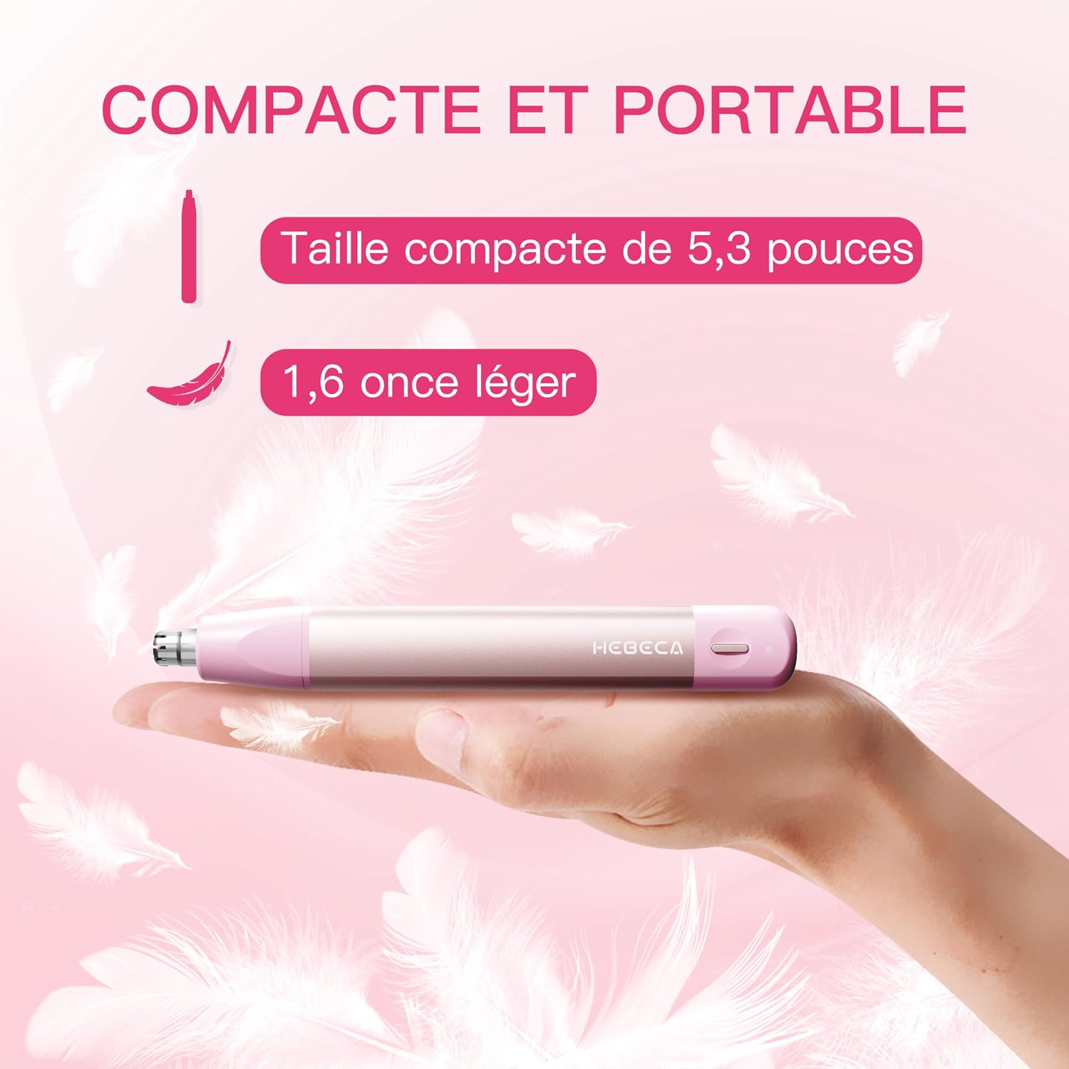 Thumbnail 4 de HEBECA Tondeuse nez & oreilles femme 2 en 1 rechargeable étanche (Rose)