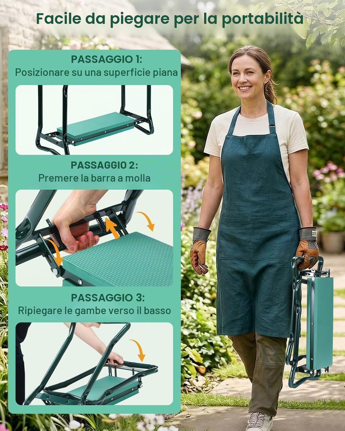 Thumbnail 6 de Ohuhu Inginocchiatoio da Giardino e Sedile 2-in-1: seduta comoda, pratiche tasche e comfort EVA